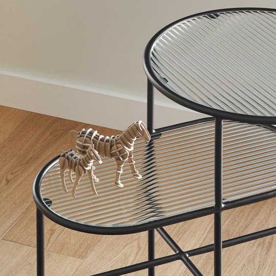 Nix - Table dappoint en verre strié et métal - Couleur - Noir