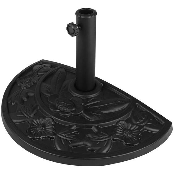 Demi-pied de Parasol Noir Demi-cercle Aspect Fonte vintage et Motifs floraux