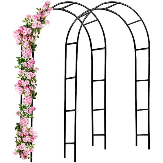 Support pour plantes grimpantes noir en métal Arche de jardin Tuteur plantes Décoration extérieure 2x arches de jardin