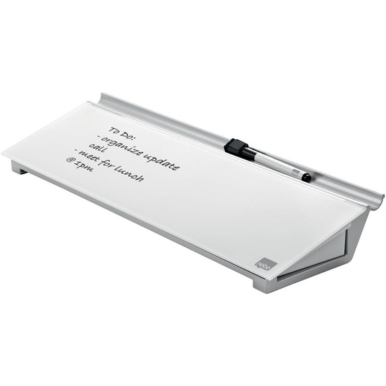 Nobo Bloc-notes personnel surface en verre trempé L.46 x P.15 cm - Blanc brillant
