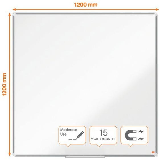 Nobo Tableau blanc acier laqué Premium Plus L. 120 x H. 1200 cm - Effaçable à sec - Surface magnétique - Certifié Ecolabel