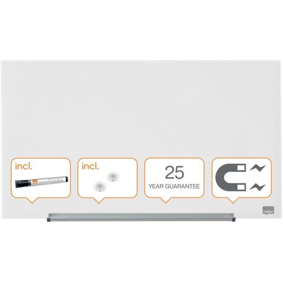 Nobo Tableau blanc Diamond - L.70 x H.40 cm - Magnétique - Verre Trempé