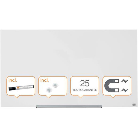 Nobo Tableau blanc verre trempé Diamond - Surface magnétique - L.120 x H.70 cm
