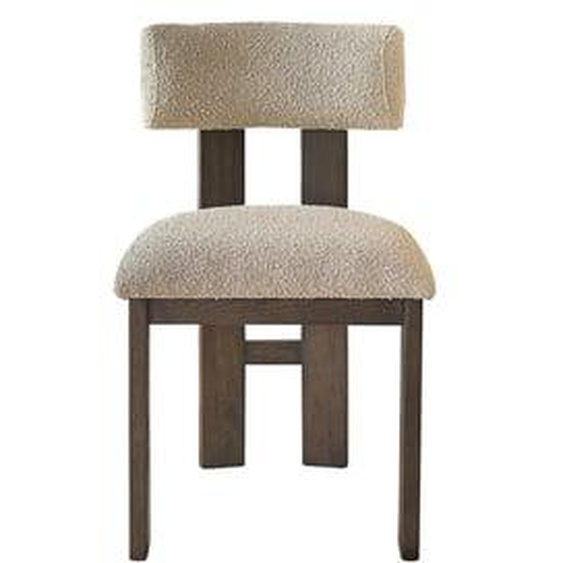 NOÉ  Chaise en chêne massif marron et tissu bouclette beige