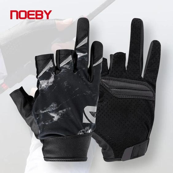 Noeby gants de pêche demi-doigt UPF50 + Protection solaire UV séchage rapide anti-dérapant ultra-mince kayak en plein air pêche gant de sport