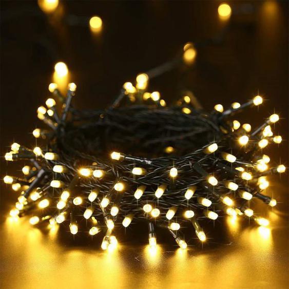 Noël Décoration Guirlande Lumineuse,10M 100 LED Lumières de Noël Intérieur à Piles 8 Modes Etanche Guirlande Sapin de Noë