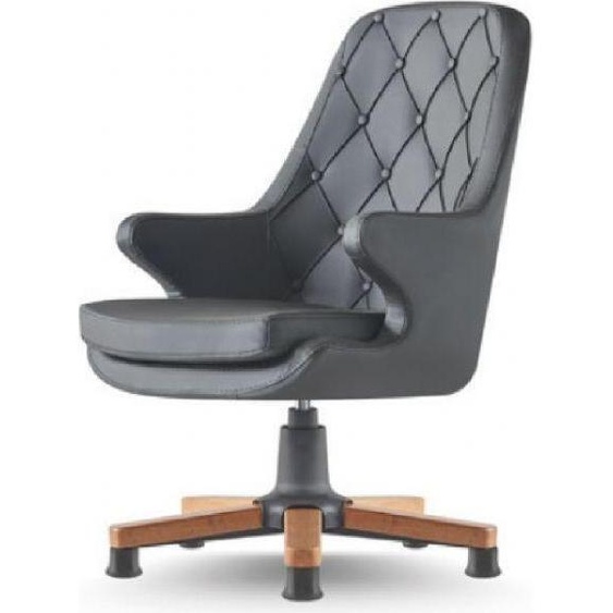 Noir Chaise de bureau Chesterfield Classique Cuir Bois Bureau