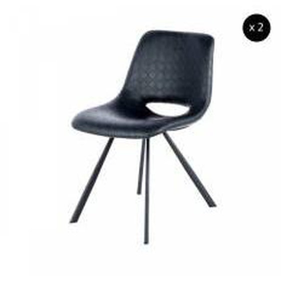 Noir Lot de 2 chaises de table ANISSA Noir  - Tissu - 0