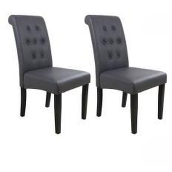 Noir Lot de 2 chaises de table CLARISSE simili cuir Noir  - 0