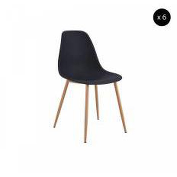 Noir Lot de 6 chaises de table APLO Noir  - Tissu - 0