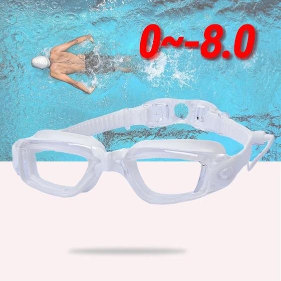 NONE 0 à -8.0 adulte myopie Silicone HD lentille claire/plaqué blanc Anti-buée lunettes de natation Prescription lunettes de natation personnalisé différent