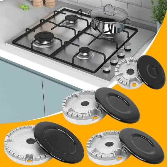 NONE 1 ensemble de bouchons de flamme pour brûleur à gaz, ensemble de chapeaux de cuisinière, four amélioré, couvercle de cuisinière, convient à la plupart des brûleurs de cuisinière à gaz, Kit de