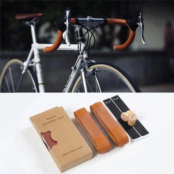 NONE 1 paire de ruban de guidon de vélo de route antidérapant, bandes de guidon faites à la main, Fixie Vintage en cuir marron noir rétro, ruban de poignée de vélo de route