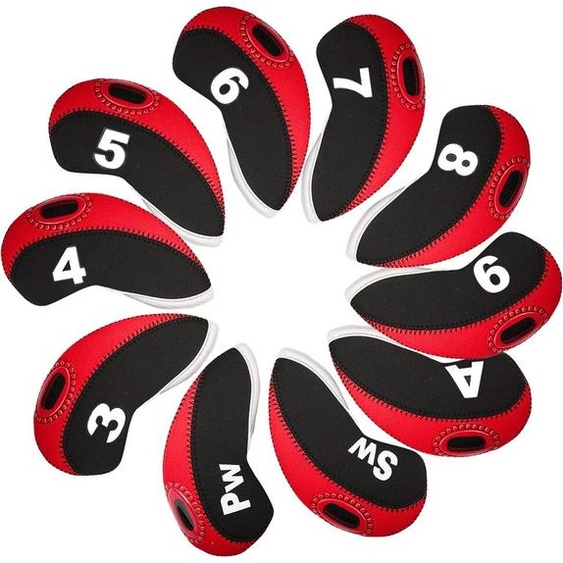 NONE 10 pièces/ensemble couverture de Club de Golf pour fers néoprène couverture de tête de fer de Golf couverture de fer de Golf 3 4 5 6 7 8 9 A S P accessoires de Golf