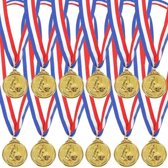 NONE 12 pièces médaille dor prix de football étudiant trophée en métal prix Souvenir jeu de sport en alliage de Zinc récompense équipe sport médailles de football pour