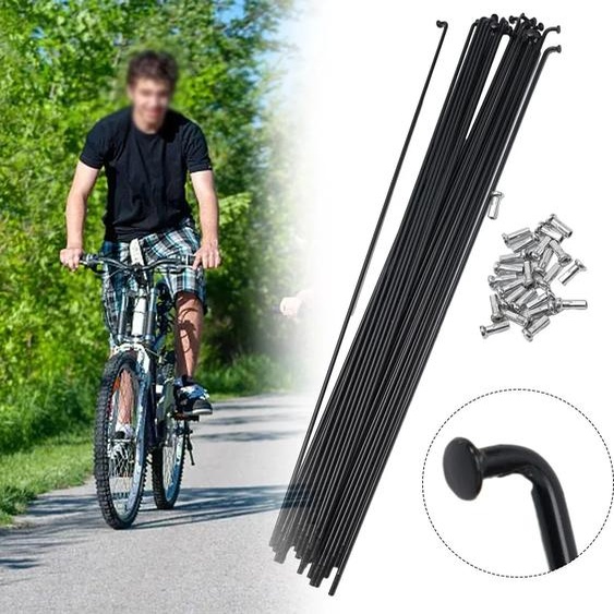 NONE 24 pièces rayons de vélo 255MM 275MM 289MM rayons et écrous en acier pour vélo vtt taille de jante 27.5 / 26 / 29 pouces vélos