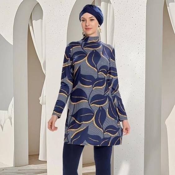 NONE 3 pièces été modeste Burkini femmes islamique ​ Maillot de bain imperméable à motif floral, séchage rapide, protection solaire, UPF50+