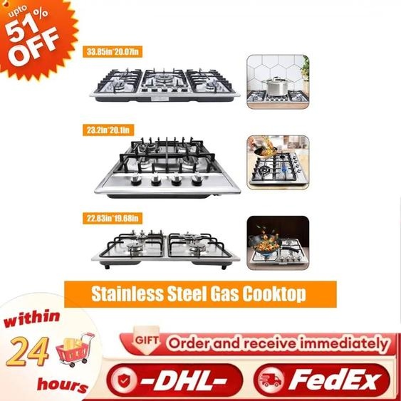 NONE 4/5 brûleurs cuisinière intégrée table de cuisson à gaz cuisine pour nettoyer la cuisson au gaz gaz naturel Installation intégrée contrôle précis du feu