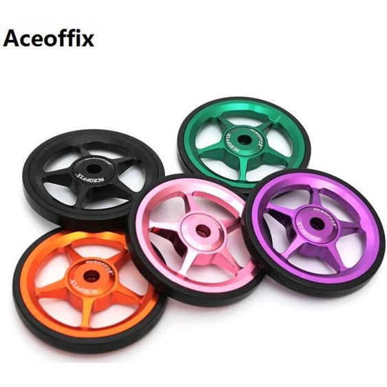 NONE Aceoffix – support en alliage, roulement Easywheel avec vis en titane 60mm pour Brompton à trois volets, accessoires de rouleau de vélo pliant, Ezwheel