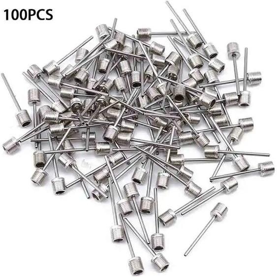 NONE Aiguille de pompe de gonflage de ballon de sport, 100 pièces, pour Football, basket-ball, adaptateur de Valve dair gonflable, broche de pompe en acier inoxydable