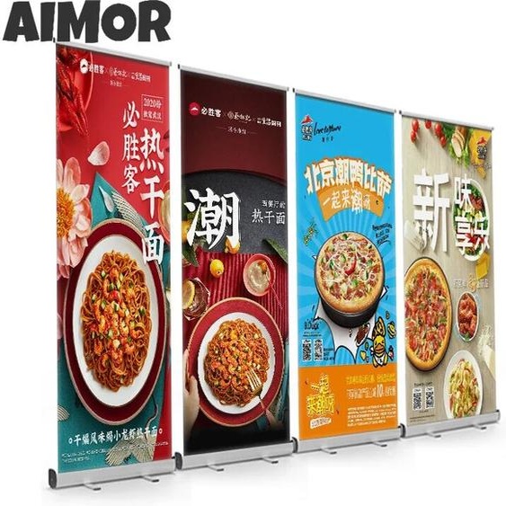 NONE AIMOR-Présentoir de Porte Télescopique Facile à Rouler, Bannière Personnalisée, Décoration Publicitaire, Impression HD, 80x200cm