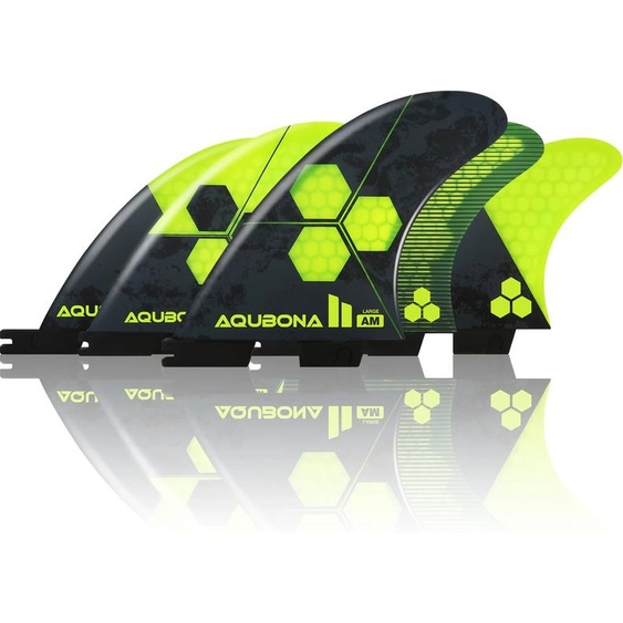 NONE AQUBONA Palmes de planche de surf en nid dabeille en fibre de verre Performance double, Thhruster (3 ailerons) Quad 5 ailerons taille dune languette simple ou double languette