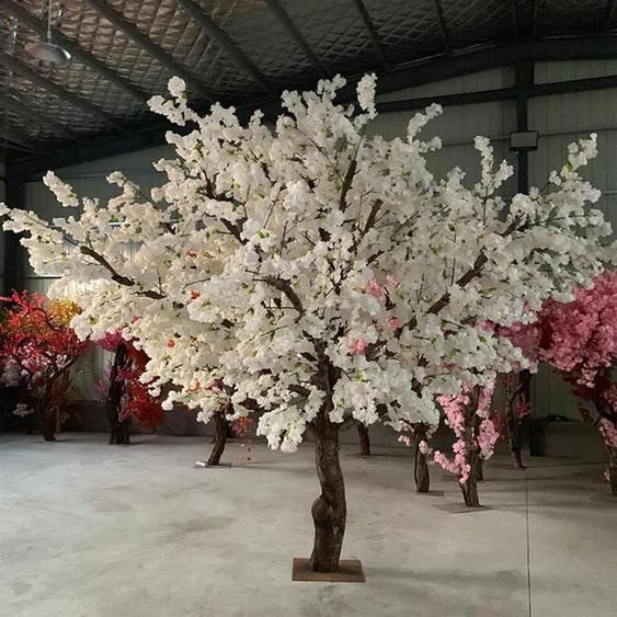 NONE Arbre artificiel en fleurs de cerisier, plantes artificielles dextérieur de 2m de haut, avec tronc et fleurs en bois, pour mariages et Restaurants