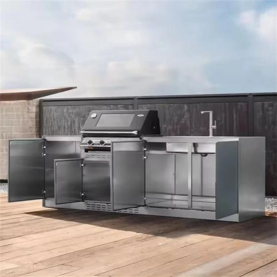 NONE Armoire de cuisine extérieure barbecue grill four et meubles de Bar maison jardin acier inoxydable Kamado grillcuisinière à induction personnalisée