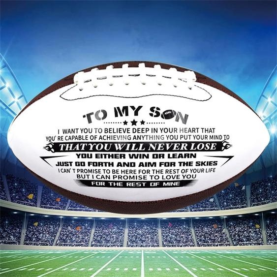 NONE Ballon de rugby en cuir PU cousu à la machine, ballon olive dentraînement sportif de football américain, cadeau pour fils et petit-fils, match officiel, taille #9