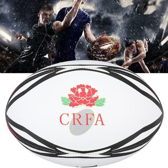 NONE Ballon de rugby gonflable numéro 9 en PVC blanc, haute élasticité, pour match et 03 entraînement