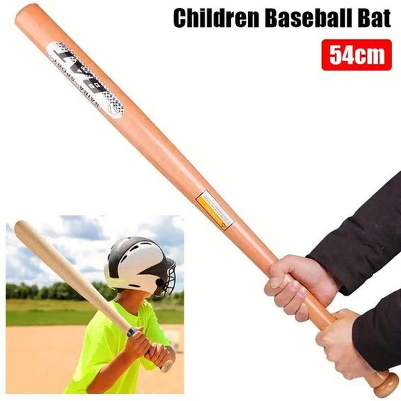 NONE Batte de baseball en bois massif pour enfants, anciers de softball durable, absorbant les chocs, entraînement de baseball pour enfants, accessoire de compétition, 54cm