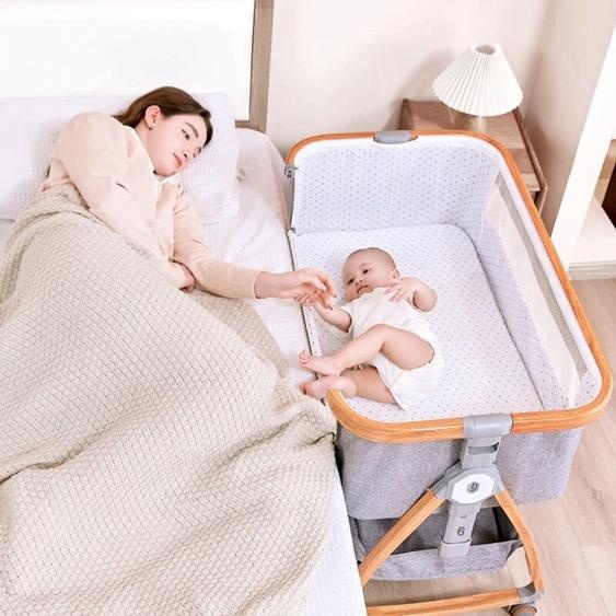 NONE Berceau mobile en aluminium pour bébé de 0 à 3 ans, berceau portable, lit rpm multifonctionnel, lit bb pour nouveau-né, maison, grand lit éclaboussé