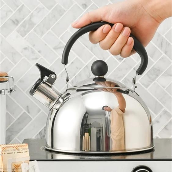 NONE Bouilloire sifflante en acier inoxydable 2,0 L pour cuisinière à gaz et à induction, idéale pour la randonnée