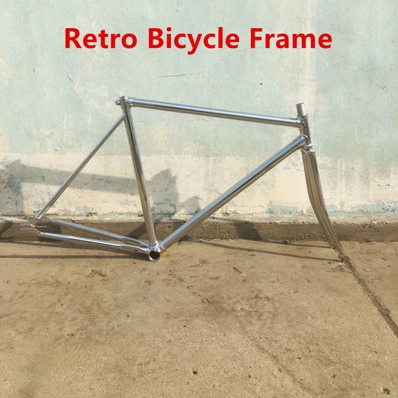 NONE Cadre de vélo Vintage rétro argent 700C, 52cm, vitesse unique, Fixie Commuter Lady, pièces de cyclisme en acier au carbone haute résistance
