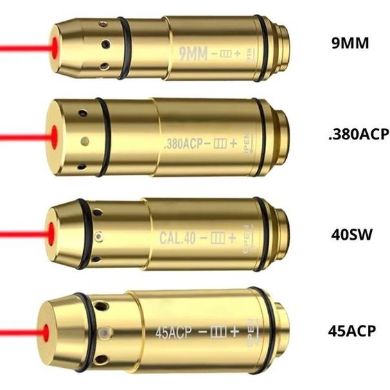 NONE Cartouche Laser dentraînement tactique, balle dentraînement 9mm/.38SPL/.40S & W/ 223Rem/ 45ACP, point rouge, entraînement au feu sec