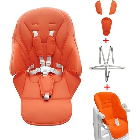 NONE Coussin de siège de bébé avec harnais à 5 Points et coussin dentrejambe dépaule, housse en cuir PU personnalisée pour chaise haute Peg Perego Tatamia