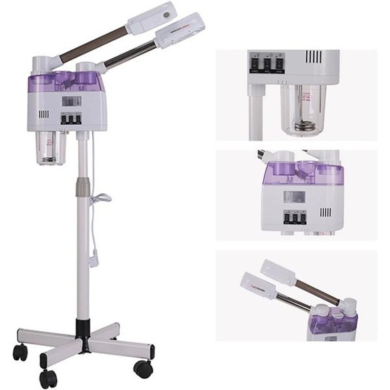 NONE Cuiseur vapeur pour le visage avec pulvérisation chaude et froide, réservoir de 23 oz, hauteur réglable, conception à double tête pour le traitement de spa à domicile