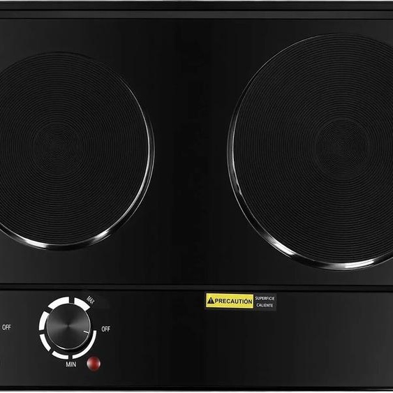 NONE Cuisinière électrique à double brûleur 2500W, plaque de cuisson électrique avec 2 plaques, puissance de feu réglable, 220-240V pour la cuisson des aliments
