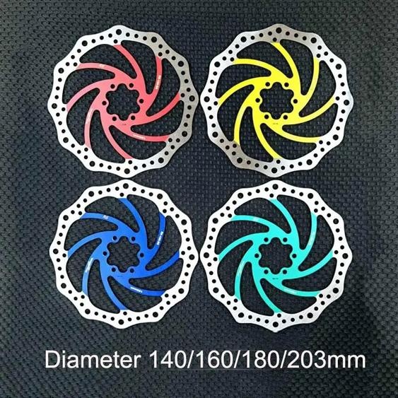 NONE Disque de frein de vélo de montagne coloré, Rotor de frein hydraulique en acier inoxydable, accessoires vtt 140 160 180 203mm