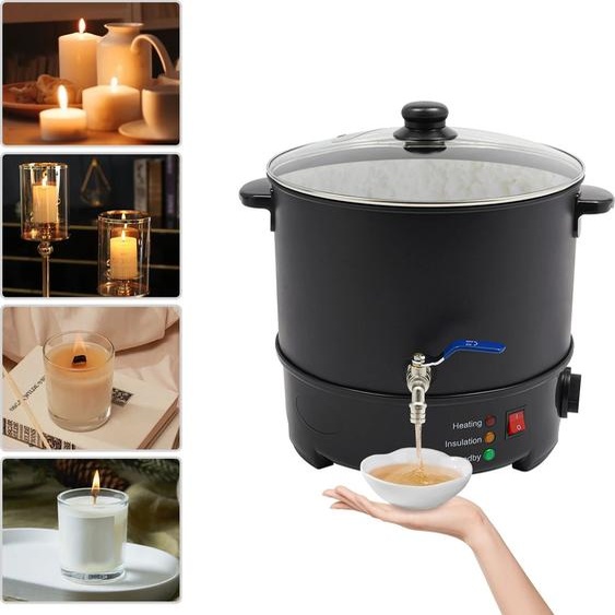 NONE Fondant de cire électrique 10L/10.57Qt pour la fabrication de bougies, Pot de fusion de cire électrique 1000W, température commerciale réglable avec robinet