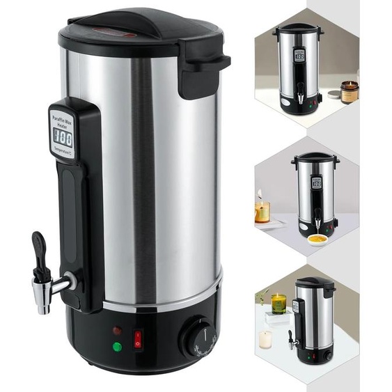 NONE Fondeur de cire 8/10.8/12L 1100W, Machine chauffante de cire en acier inoxydable, fusion de cire pour la fabrication de bougies avec bec chauffant
