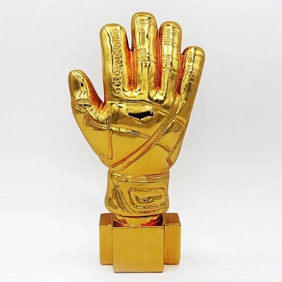 NONE Gants de gardien de but de football plaqués or, artisanat en résine, trophée, meilleur modèle de récompense de football, cadeau de coupe, souvenirs de GérLeague, 26cm