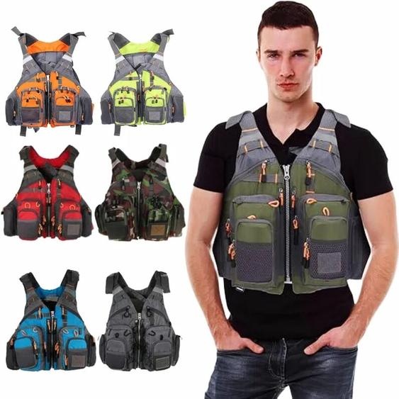 NONE Gilet de pêche en plein air, gilet de sauvetage à voile, réglable, respirant, mousse flottante, conception en maille de Polyester, gilet de Kayak de pêche sûr