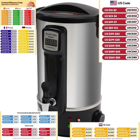 NONE Grand Pot de fusion de cire 1000W/1100W, pour la fabrication de bougies, Kit de fabrication de bougies avec bec 8L /12L