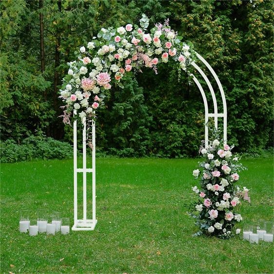 NONE Grand support darche de mariage blanc, 3 couches, toile de fond de jardin à ballons, cadre en métal T1, support de pergola