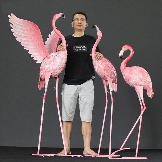 NONE Grandes statues de flamants roses de jardinage, art du fer, jardin extérieur créatif, chalet de vacances, ornements de maison de campagne, personnalisés