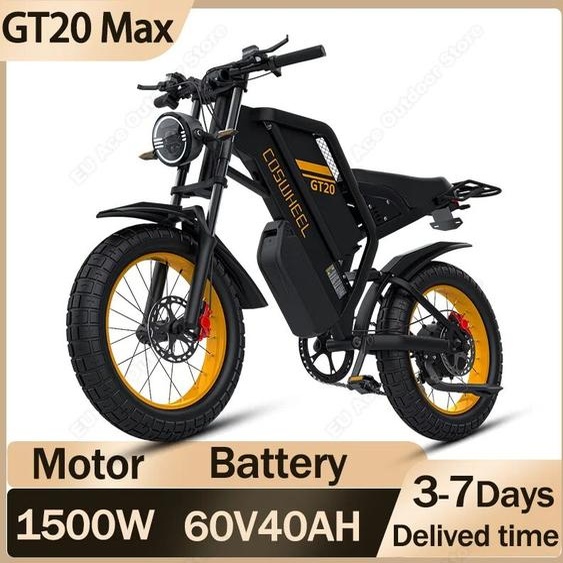 NONE GT20 Max vélo électrique 1500W moteur 60V 40AH double batterie montagne neige vélo électrique tout-terrain moto 20*4 gros pneu e-bike