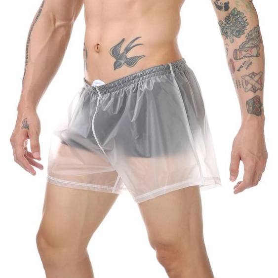 NONE Hommes plage troncs homme maillot de bain Transparent Sexy maillot de bain PVC maillots de bain Shorts Boardshorts maillot de bain imperméable