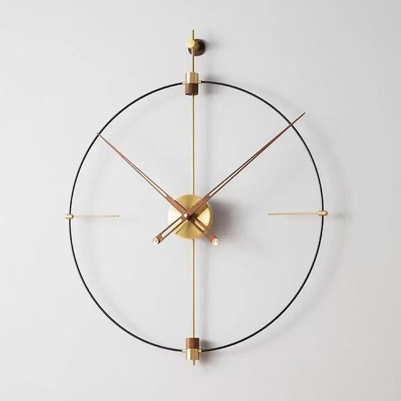 NONE Horloges suspendues rétro, horloge murale circulaire, salon, luxe, décoration en cuivre, montre de chambre à coucher, montres créatives silencieuses, accessoires