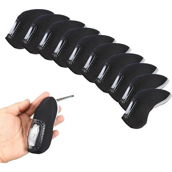NONE Housses de tête de club de golf, housses de sauna en fer, housse de manche de fenêtre visible, garde sans numéro, convient à toutes les marques, 10 pièces, ensemble